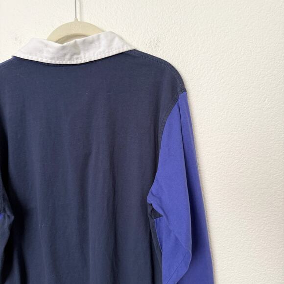 [Urban Outfitters] Navy Blue Colorblock Long Sleeve Rugby Polo Shirt Sz Medium M - Picture 5 of 11